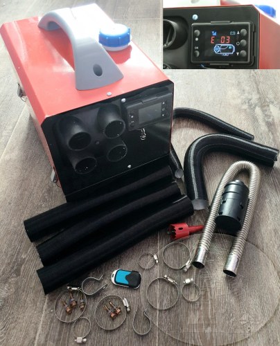 Автономный отопитель переносной JH 5kW/12V/24V 4 выхода, металл. корпус (КРАСНЫЙ) 25*37*26см