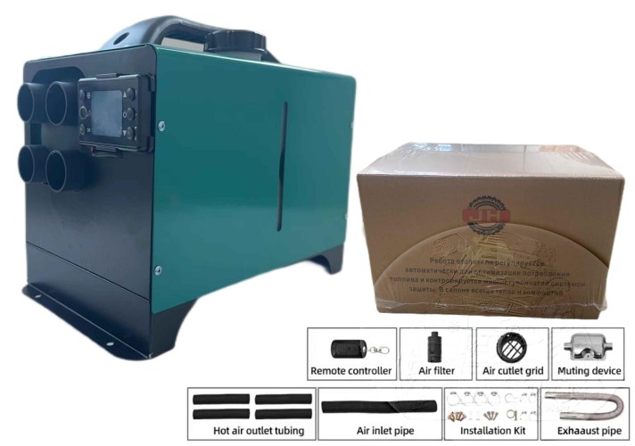 Автономный отопитель переносной JH 5kW/12V/24v/220V 4 выхода, металл. корпус (ЗЕЛЕНЫЙ)