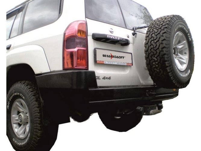 Бампер задний силовой БС.38 Nissan Patrol / Safari Y61 с калиткой (дорестайлинг/рестайлинг)