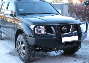 Бампер РИФ силовой передний Nissan Navara D40/Pathfinder R51 (2004-2009) с защитной дугой | Podgotoffka.Ru