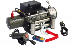 Лебедка автомобильная электрическая  12V Electric Winch 9500lbs / 4310 кг со стальным тросом | Podgotoffka.Ru