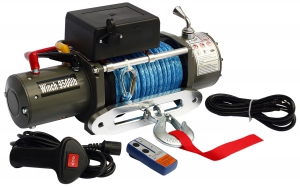 Лебедка электрическая 12V Electric Winch 9500lbs / 4310 кг с кевларовым тросом | Podgotoffka.Ru
