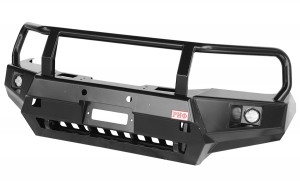 Бампер РИФ передний Toyota Hilux 2015-2020 доп. фарами, защитной дугой и защитой бачка омывателя