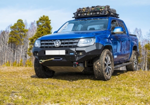 Бампер силовой передний Volkswagen Amarok алюминиевый черный