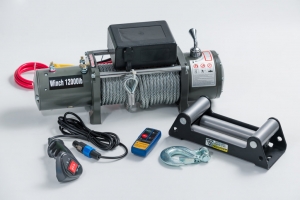 Лебедка электрическая 12V Electric Winch 12000lbs / 5443 кг (влагозащищен, стальной редуктор)